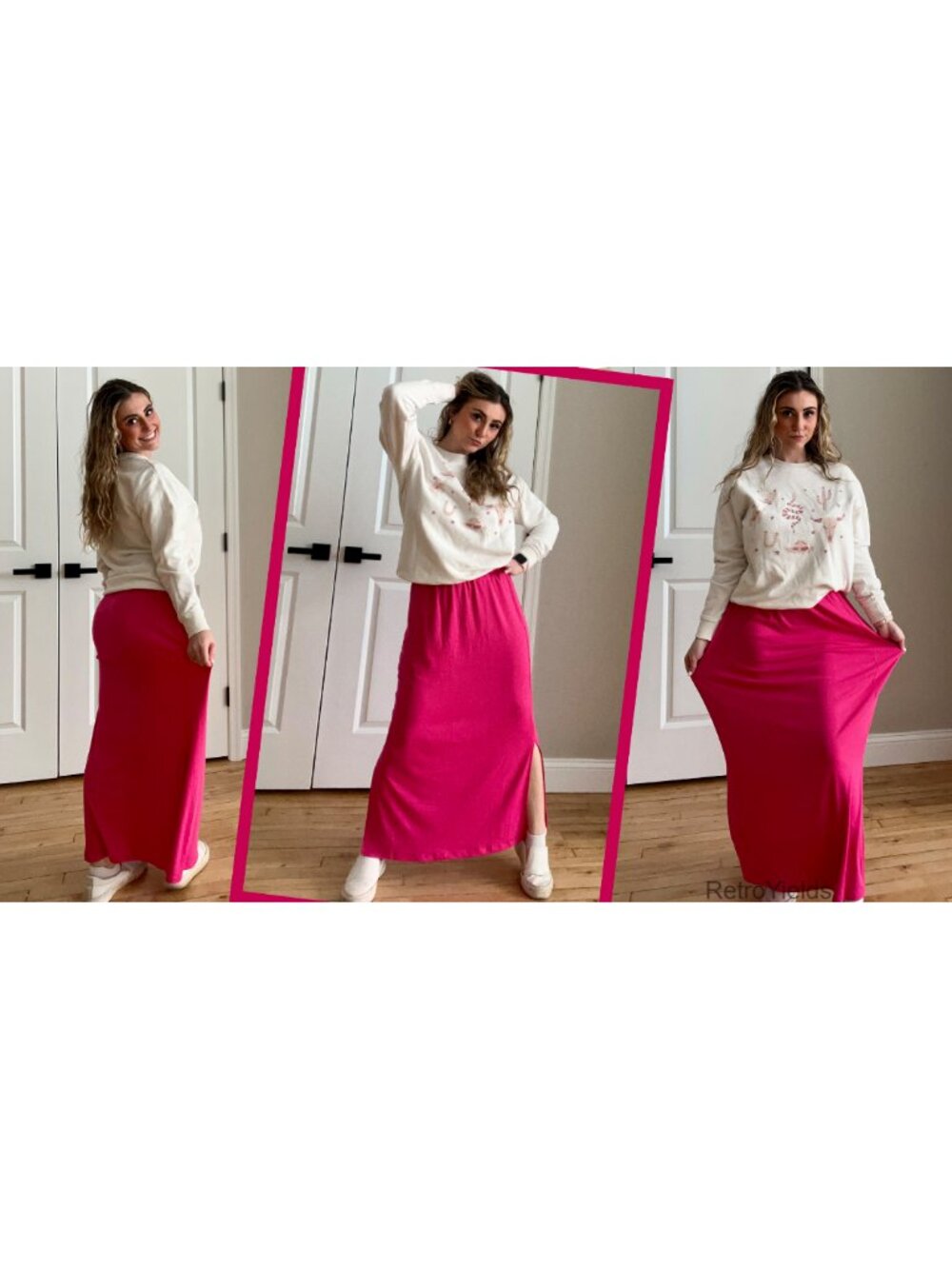Side Slit Maxi Pencil Skirt Elastic High Waisted Summer Long Skirt - Picture 6 of 6